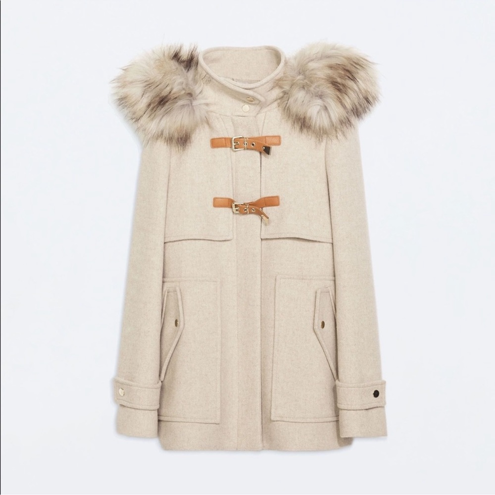 Zara Wool Coat Beige XS